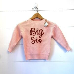 NWT Charming Pink Sweater with “big sis” red accent. Size 4 T